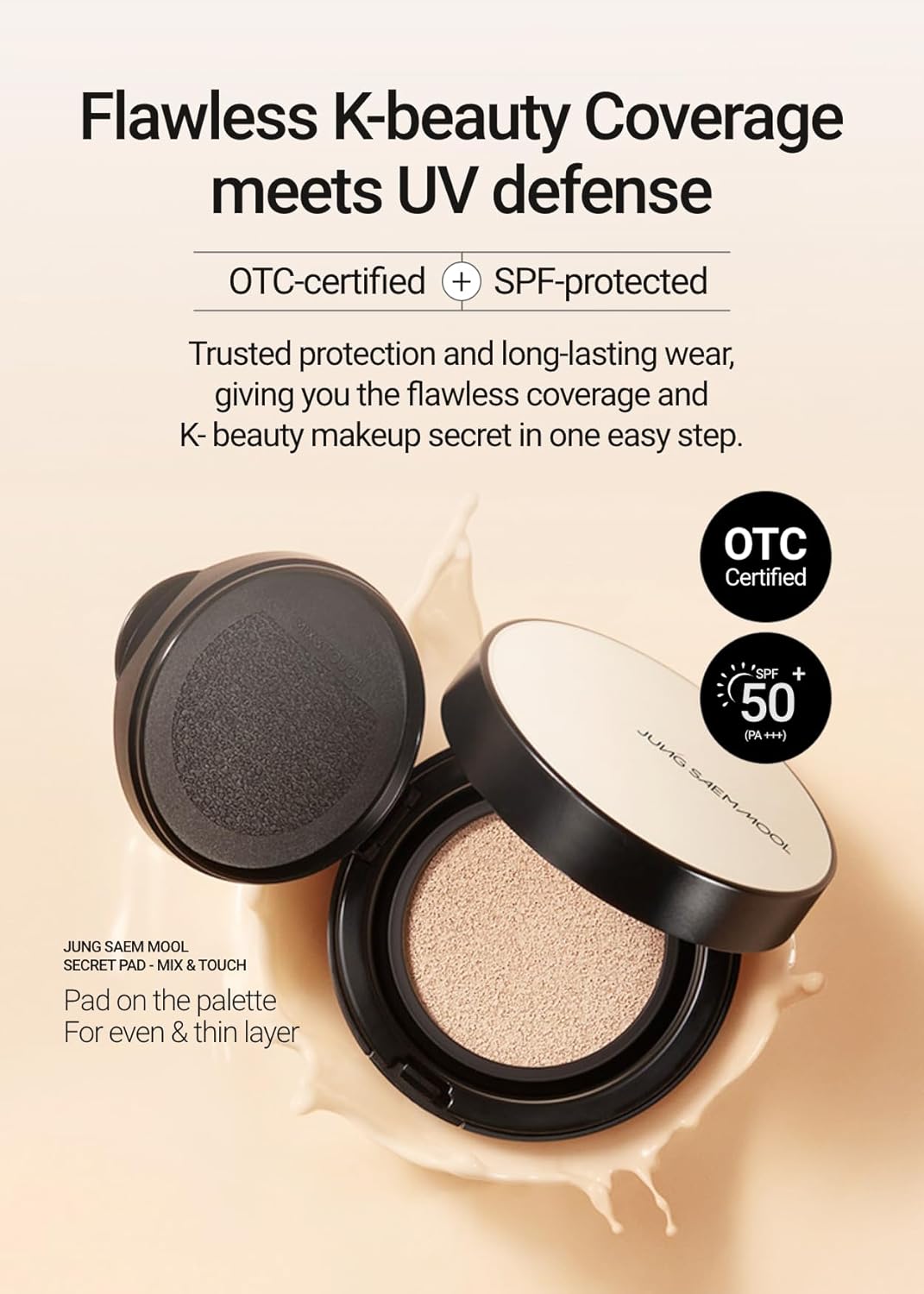 [JUNGSAEMMOOL OFFICIAL] Essential Skin Nuder Cushion (02 Fair Light) | Refill not Included | Natural Finish | SPF50 Broad Spectrum | Makeup Artist Brand | Cream Foundation