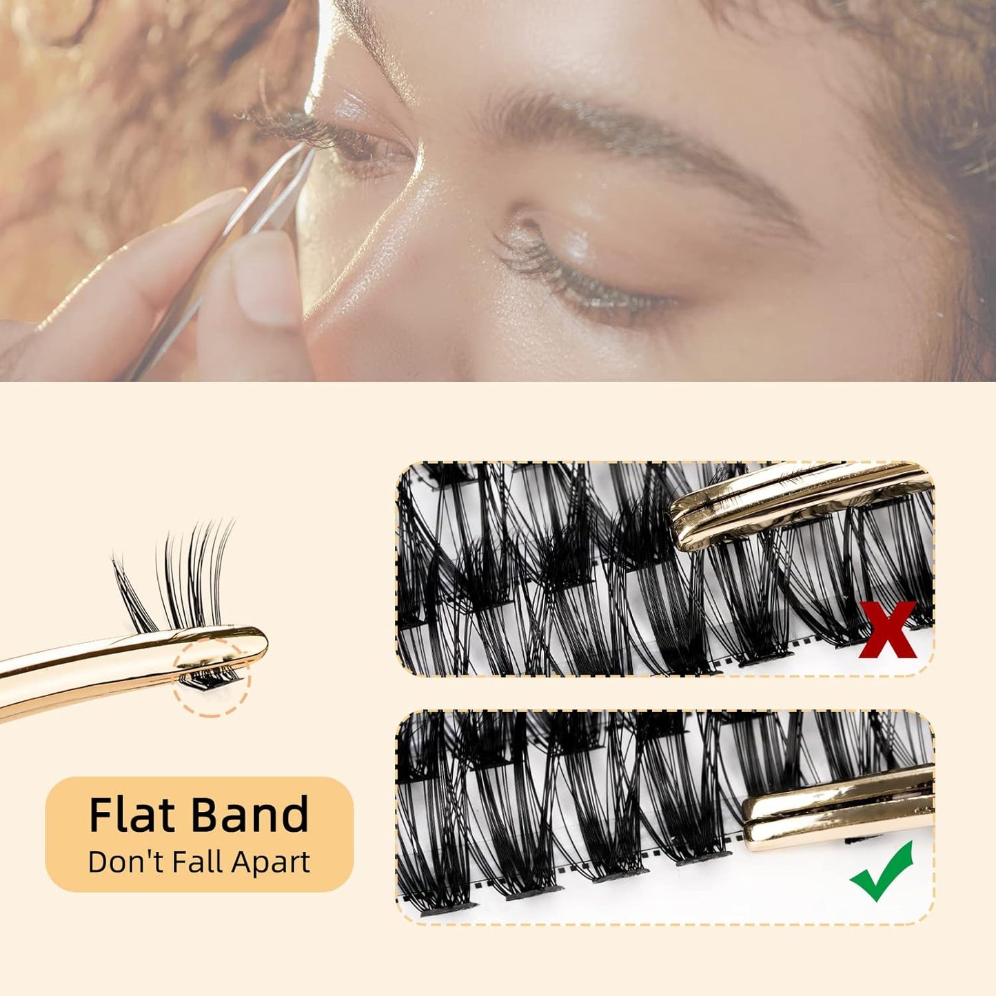 QUEWEL Cluster Lashes 240Pcs Individual Lashes 40D+50D C Curl Mix8-14mm Lash Extensions Clusters Lashes Soft&Natural False Eyelashes Individual DIY Eyelash Extension at Home(40D+50D C mix-8-14)