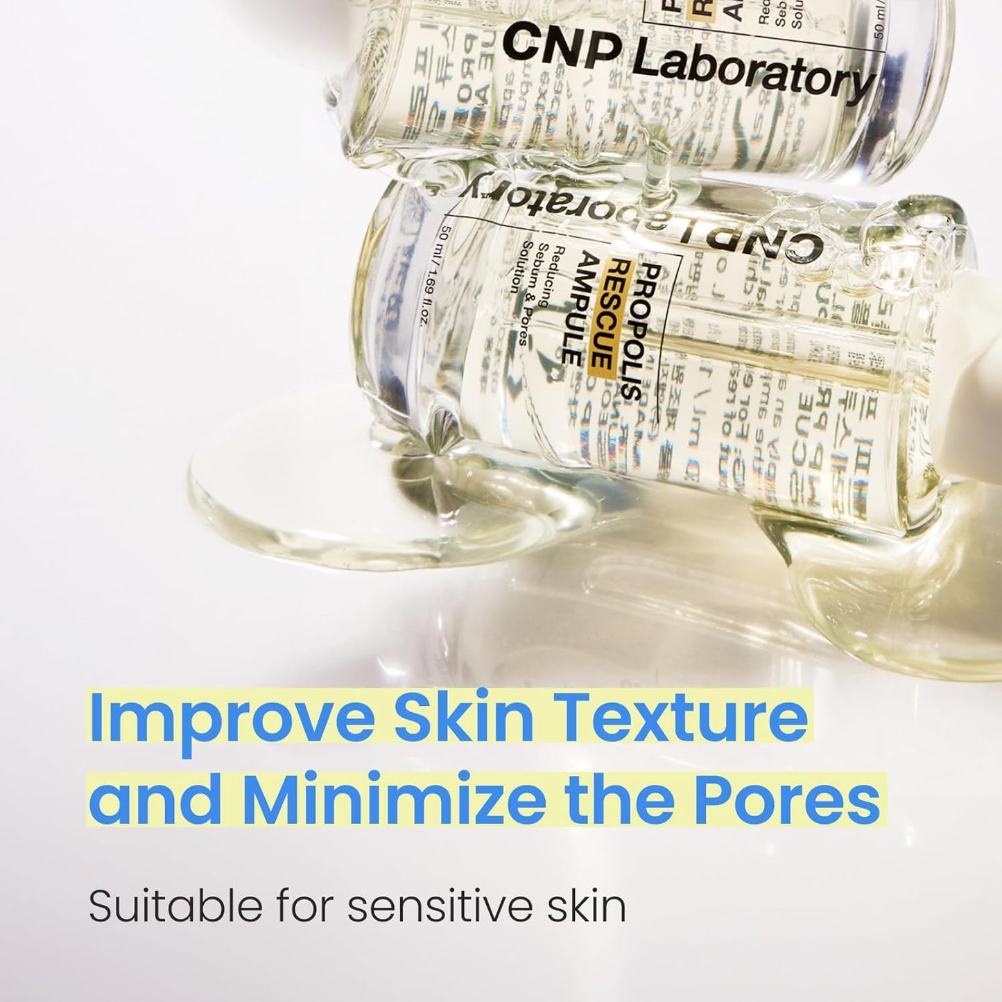 CNP Rescue+Propolis Serum - Redness Relief Serum with Niacinamide & IP-BHA, Soothing, Hydrating, Minimizing Pores, for Oily & Sensitive Skin, Lightweight Essence for Glass Skin, Korean Skin Care