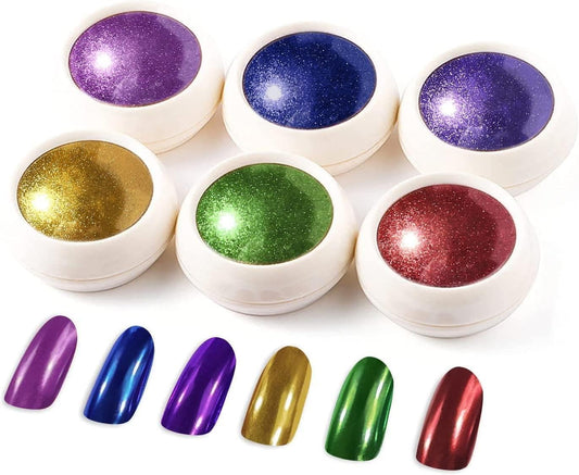 6 Box Chrome Nail Powder, Chrome Effect Nail Powder Set, Shiny Nail Glitter Powder with Magic Mirror Effect for Nail Art Design Decoration(Christmas Color Series)