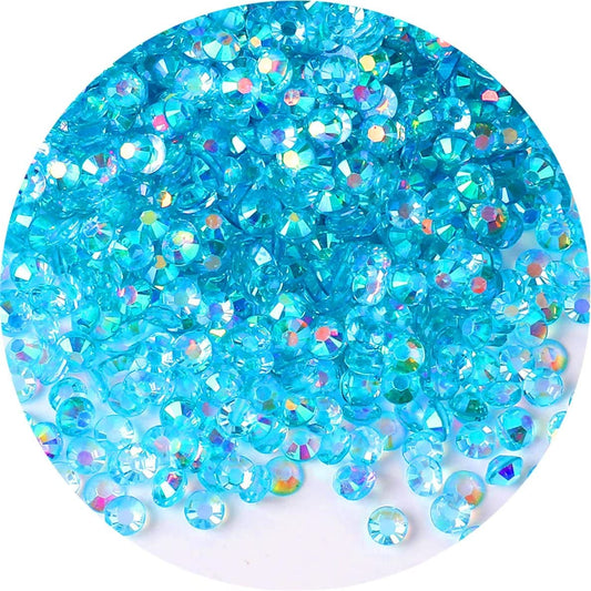 4500 Pcs SS6 2mm AB Flatback Rhinestones for Nails Art Crafts Transparent Glitter Round Gems Crystals DIY Clothes Shoes(Clear Peacock Blue AB)