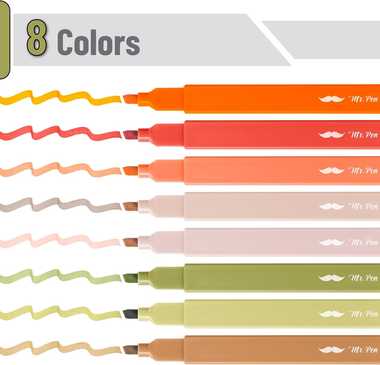 Mr. Pen- Aesthetic Highlighters, 8 Pack, Chisel Tip, Autumn Earth, Cute Highlighters Assorted Colors, Back to School Supplies