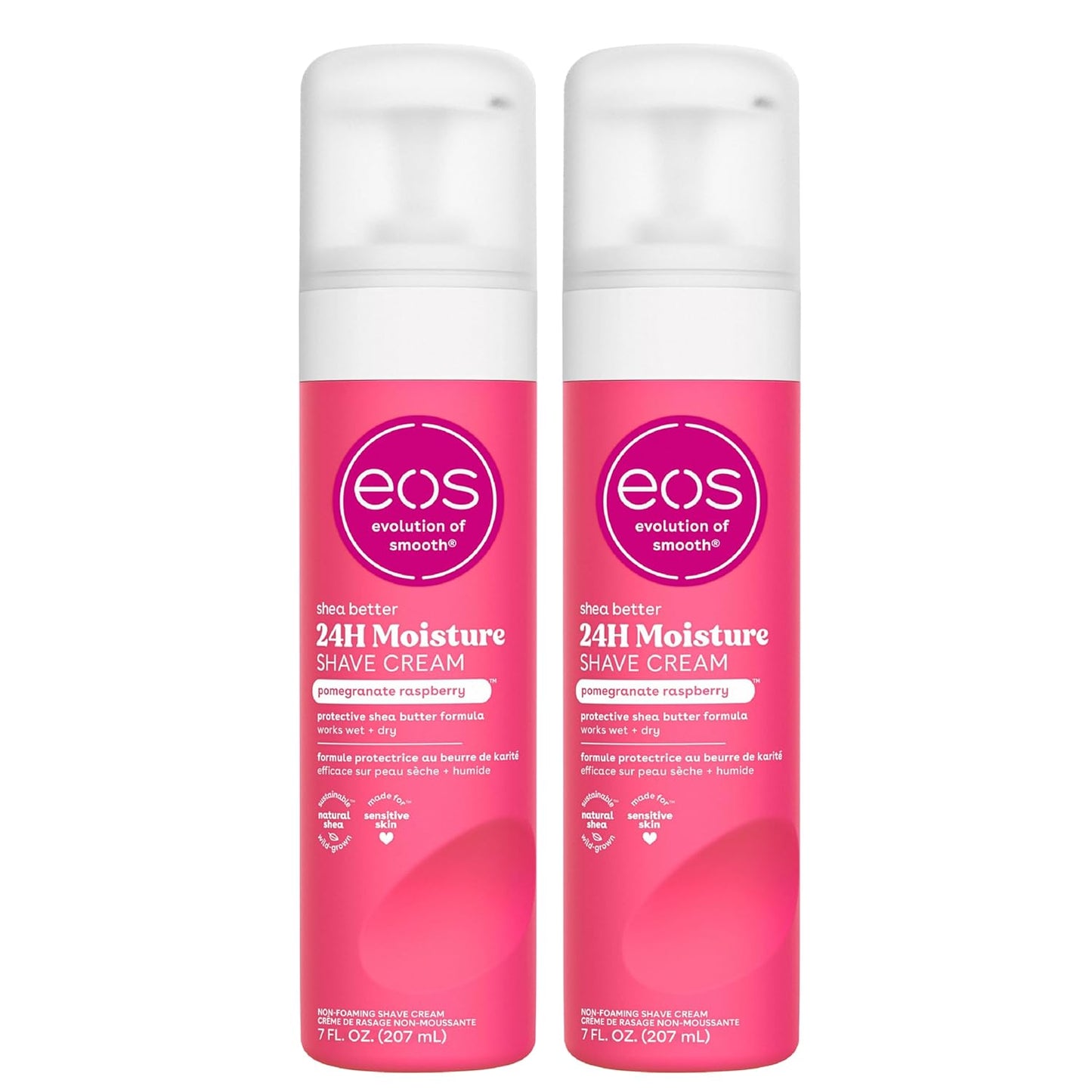 eos Shea Better Shave Cream- Pomegranate Raspberry, Shea Butter Skincare, Shaving Cream for Women, 14 fl oz, 2-Pack
