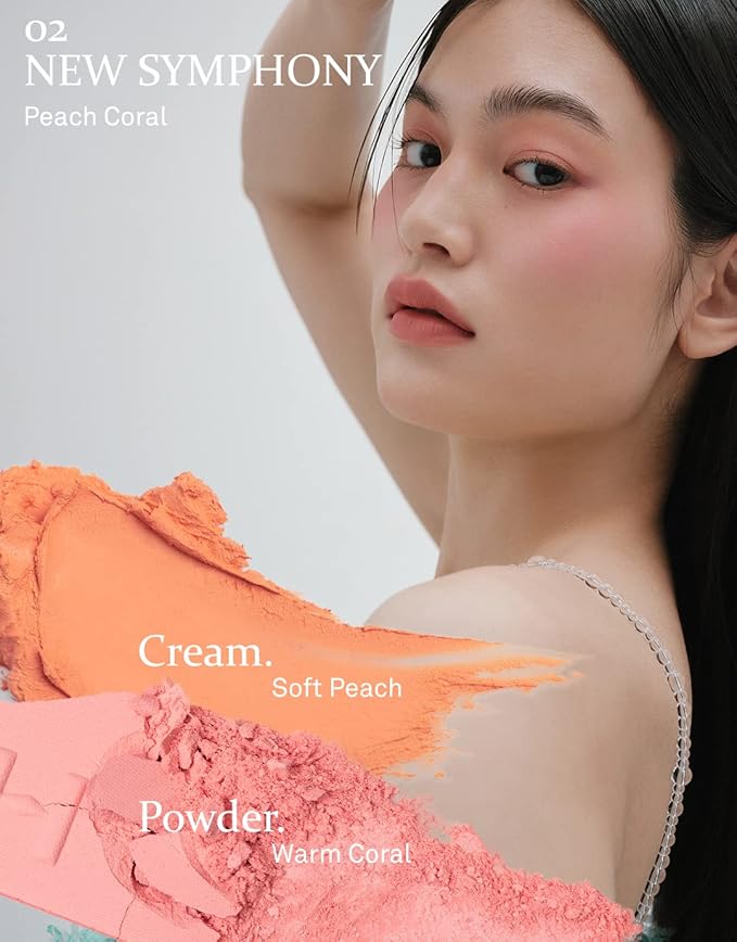 hince True Dimension Layering Cheek - Cream & Pressed Powder 2 Different Shades & Textures - Silky Seamless Long Lasting Blush Makeup - Muted Beige & Elegant Rose Beige (1, NEW SYMPHONY, L002)