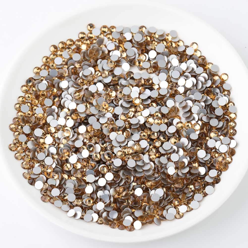 Beadsland 1440 Pieces Flat Back Crystal Rhinestones Round Gems,1.3mm-6.5mm, Lt Colorado Topaz,SS20,4.6-4.8mm