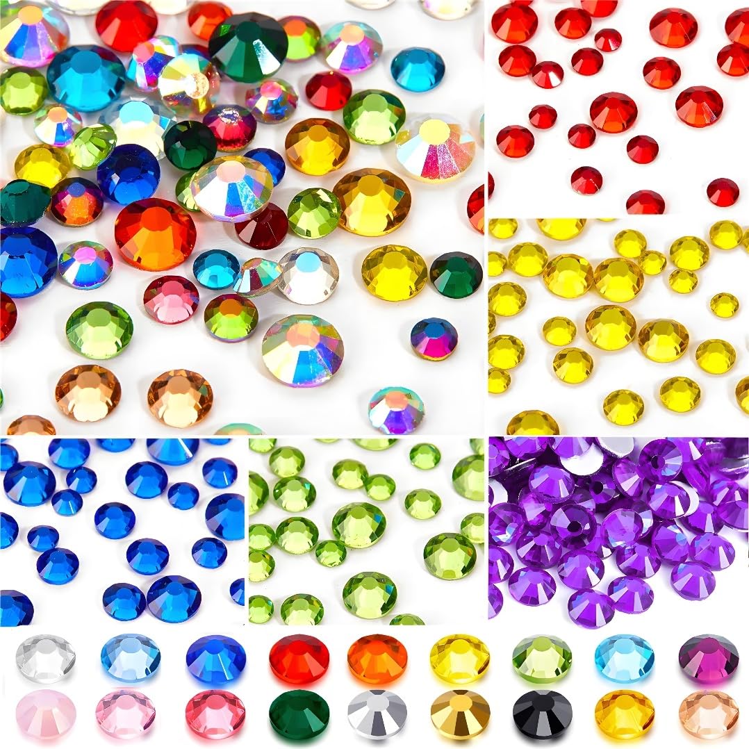 Flatback Rhinestones Round Gems for Nails Art and Crafts 4000Pcs SS12 3mm Glitter Crystals Stone DIY Bags Clothes Shoes (Light Grey)