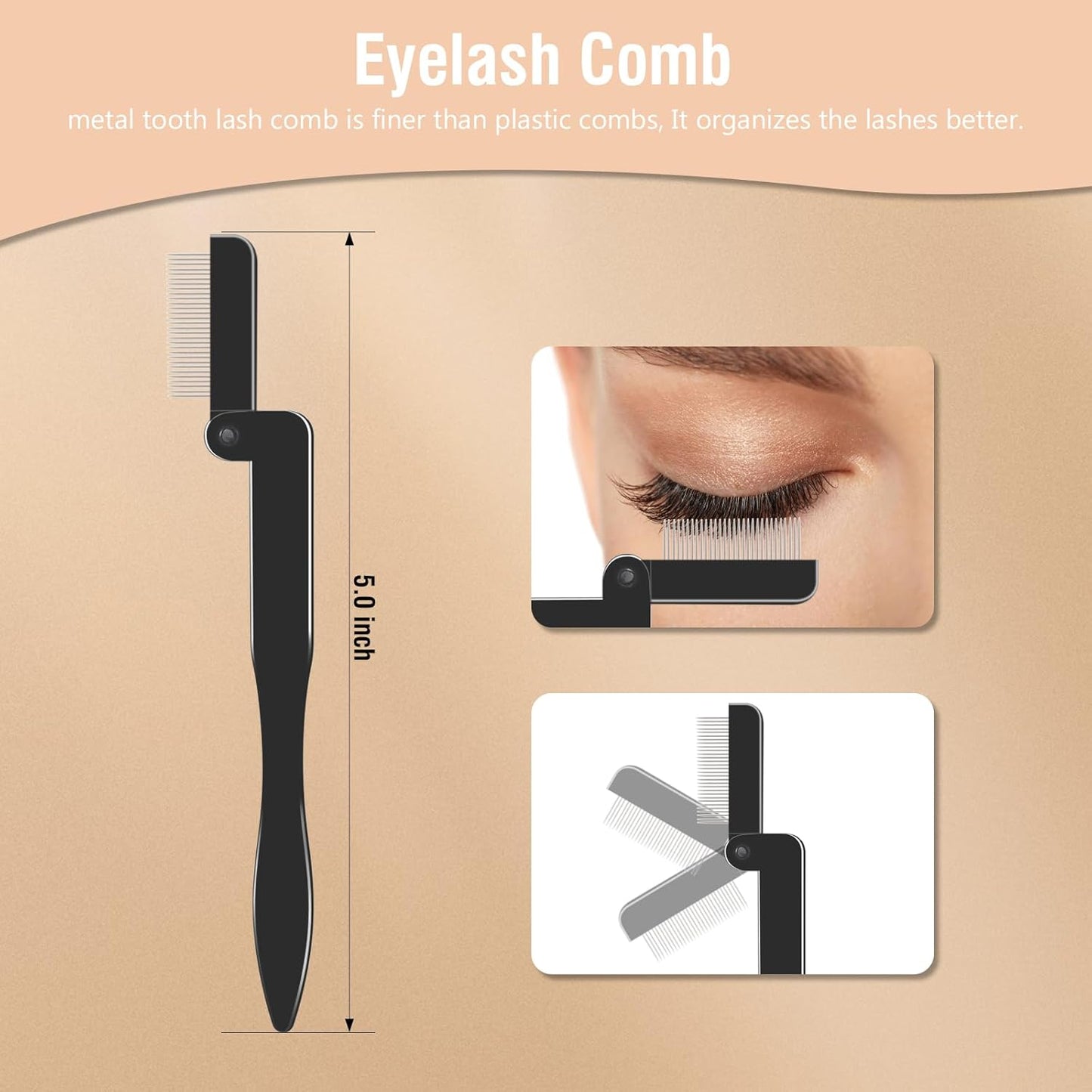 3PCS Eyelash Comb Lash Separator Brow Brush & Eyebrow Spoolie for Removes Clump Mascara