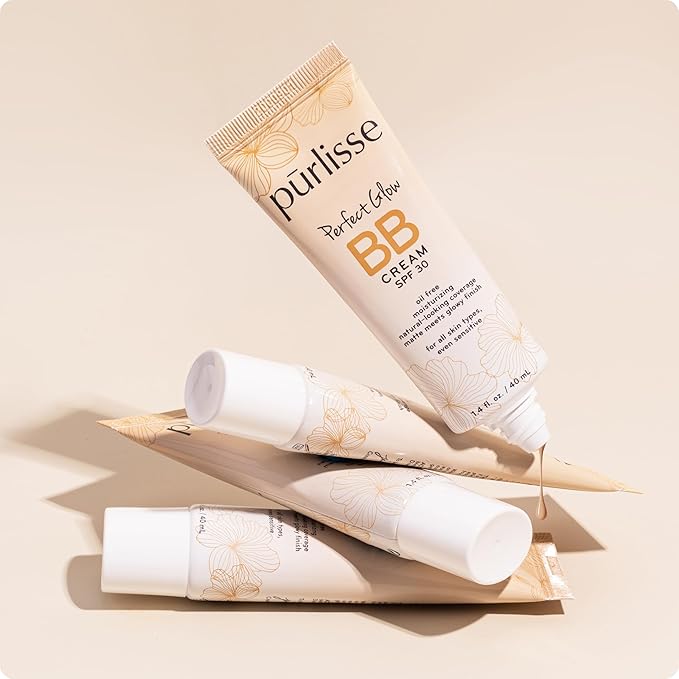 pūrlisse Perfect Glow BB Cream with SPF 30 - Matte Meets Dewy Finish - Enriched with Goji & Hawthorn Berry to Help Improve Skin Texture & Radiance - Tan Deep (1.4 oz)