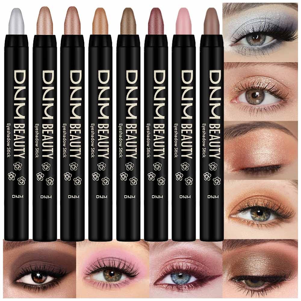 Kaely 8Pcs Cream Eye Shadow Sticks Set, Matte Shimmer Eyeliner Pencil Eyeshadow Palette Makeup, Eye Highlighter Brightener Stick for Older Women Waterproof Pigmented, sombras para ojos 05