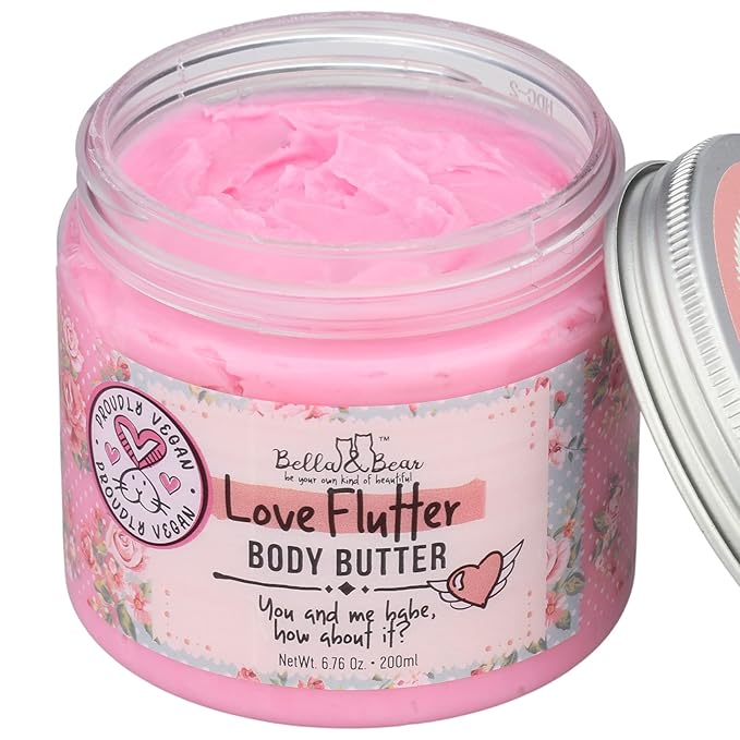 Bella and Bear Love Flutter Body Butter, Hydrating Formula, Soften & Prevent Scars, Stretch Mark Cream, 6.7oz x 12 Bulk