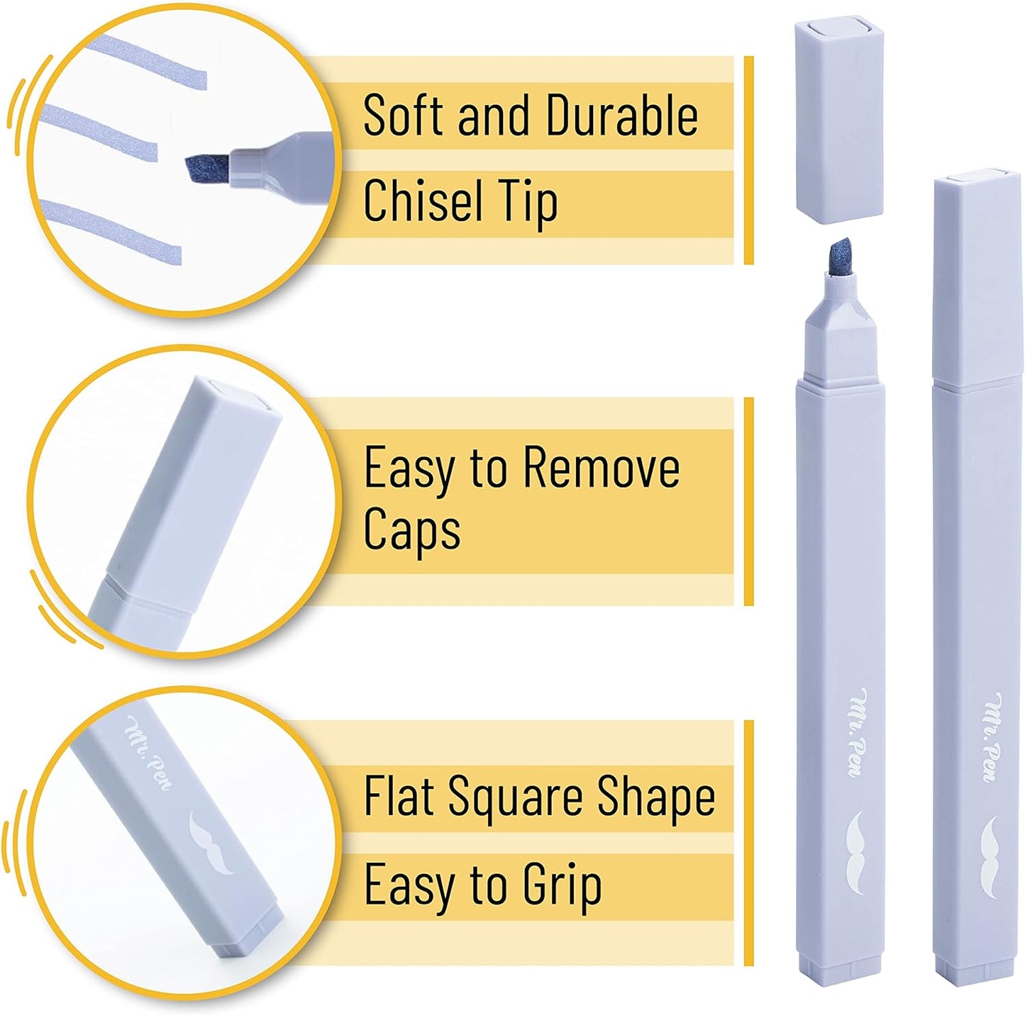 Mr. Pen- Aesthetic Highlighters, 20 pcs, Chisel Tip, Pastel Colors, No Bleed Bible Highlighter Pastel, Assorted Colors