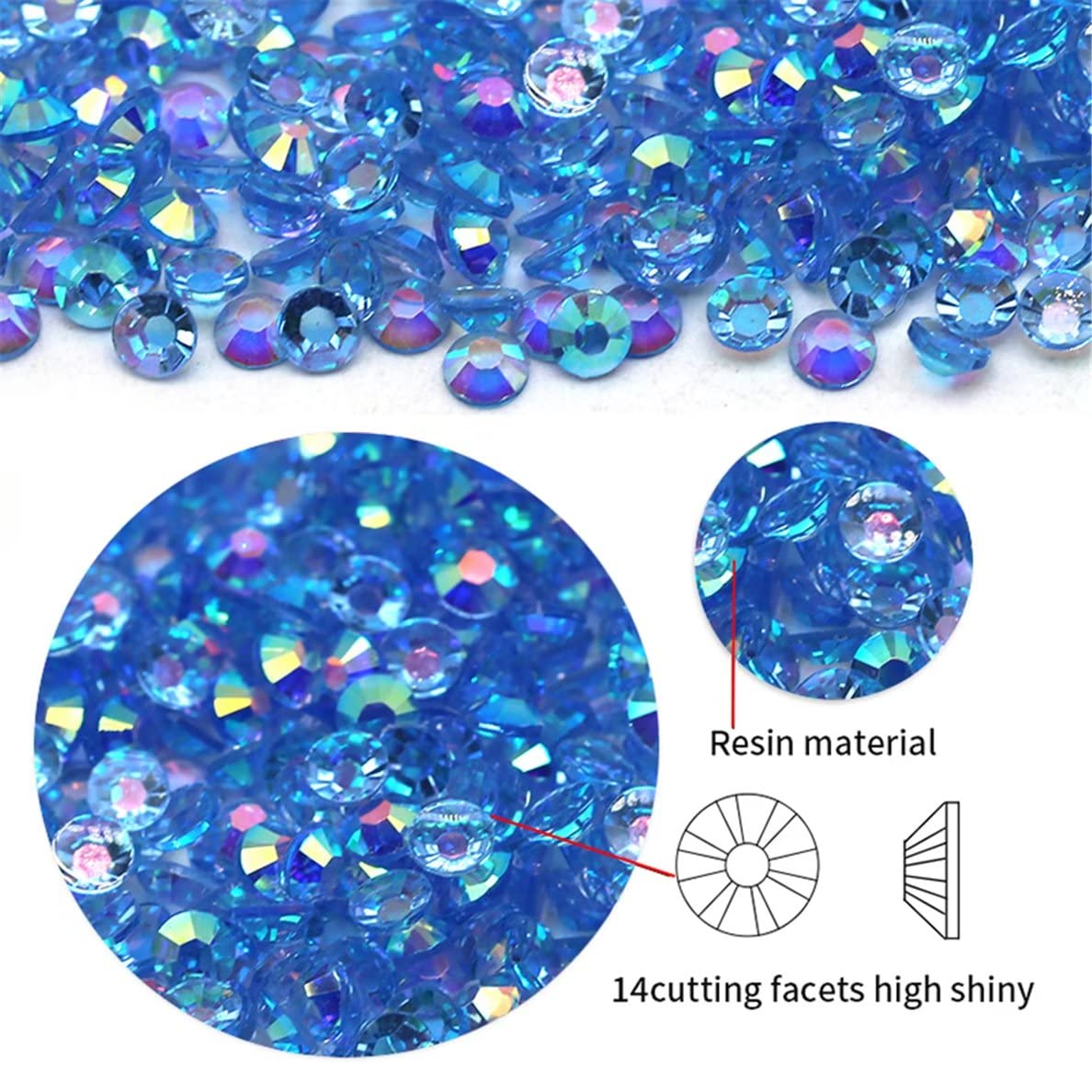 4500 Pcs SS6 2mm AB Flatback Rhinestones for Nails Art Crafts Transparent Glitter Round Gems Crystals DIY Clothes Shoes(Clear Champagne AB)