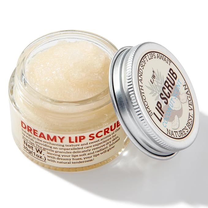 Nourishing Lip Scrub - Infused with Coconut Oil, Olive Fruit Oil, and Jojoba Seed Oil, 1.05oz - Exfoliate, Hydrate, and Glow for Chapped Dry, Dark Lips