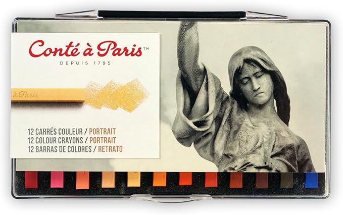 Conté à Paris Colored Crayons Set with 12 Assorted Portrait Colors