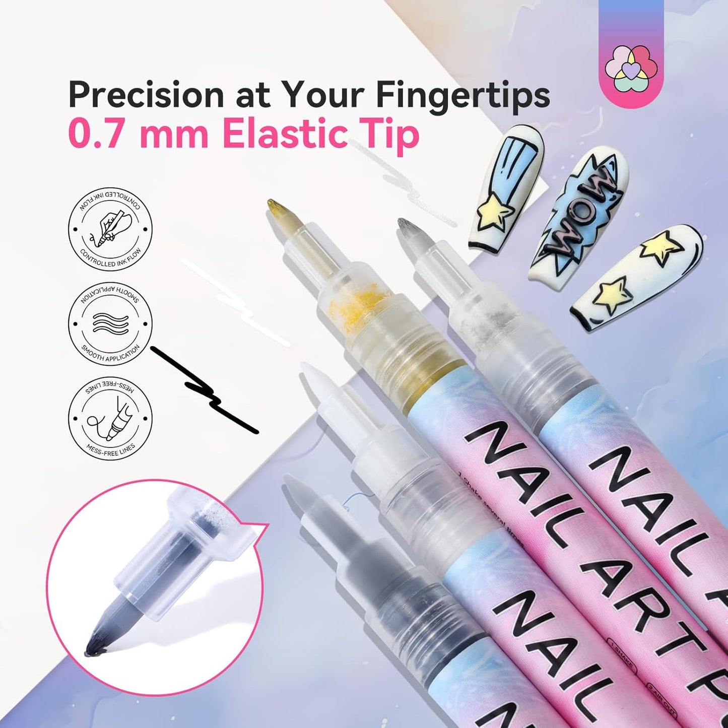 SAVILAND Essentials Nail Art Pen Set: 12PCS Quick Dry 3D Nail Polish Pens for Nail Art Design with Fine Tips Acrylic Paint Markers for Drawing Liner Dotting and DIY Manicure Tools Kit at Home