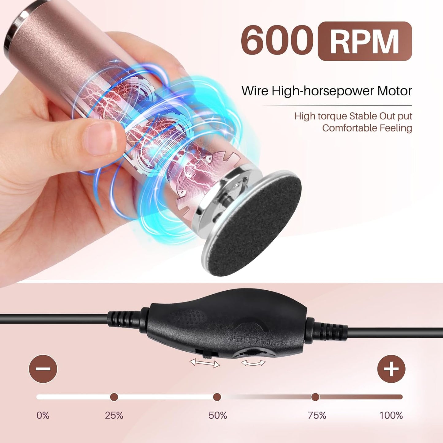 Electric Foot File Remover Callus: Profesional Pedicure Tool for Callus Remover - Adjustable Speed Feet File Grinder with 60 Pcs Replacement Sandpaper Disk for Skin and Calluses(Gold)