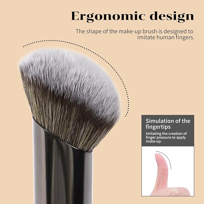 MAANGE 7pcs Makeup Brush Set Double Sided Kabuki Makeup Brushes Contour Brush for Foundation Liquid Powder Concealer Cream Cosmetics Bronzer Blending Blush Buffing Makeup Tools (Black)