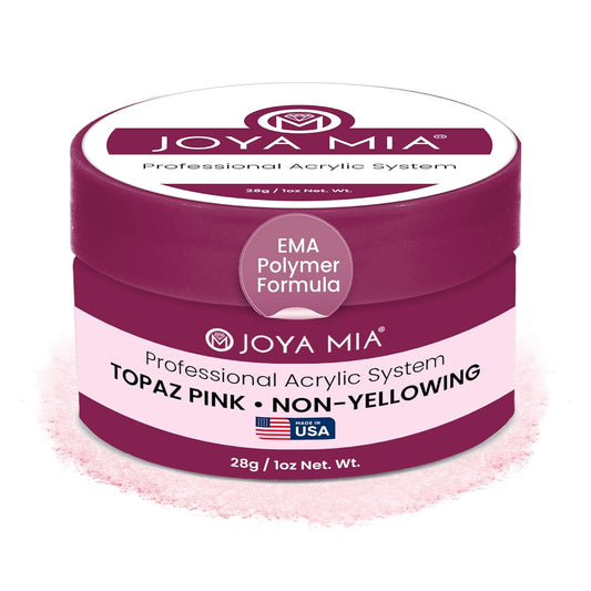Joya Mia Acrylic Powder for Nails, MMA-Free, Super Adhesion Professional Powder for Flawless & Long-Lasting Nail Enhancements, Easy Application, Vibrant & Stunning Colors - Topaz Pink, 1 oz