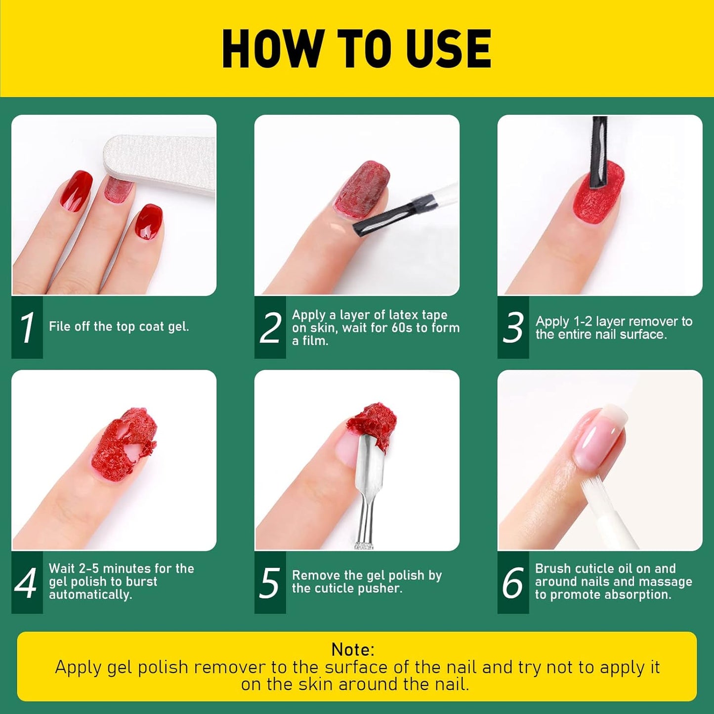 Gel Nail Polish Remover Kit, 2 Pack Gel Polish Remover with Liquid Latex, Nail Buffer and File, Cuticle Tool, Magic Gel Remover, 2-5Mins Remove Gel Polish, No Soaking Wrapping, Gifts for Women