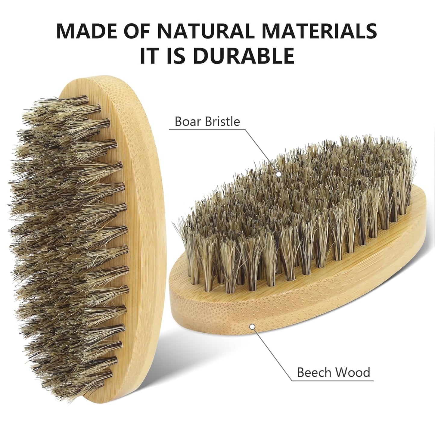 Beard Brush Beard Comb Set for Men, 5 in 1 Facial Hair Grooming Kit with Natural Boar Bristle Beard Brush, Wood Beard Comb, Silicone Soft Cleaning Brush and Mustache Scissors