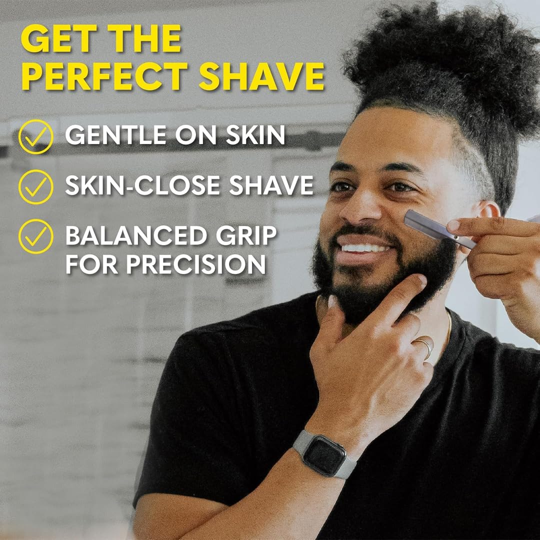 Beard Club Straight Razor for Men & Aftershave for Men – Soothing After Shave Lotion & Navajas Para Barbero - Barber Straight Edge Razor Kit with Post Shave Balm Calms Irritation, 5 Blades - Gift Kit