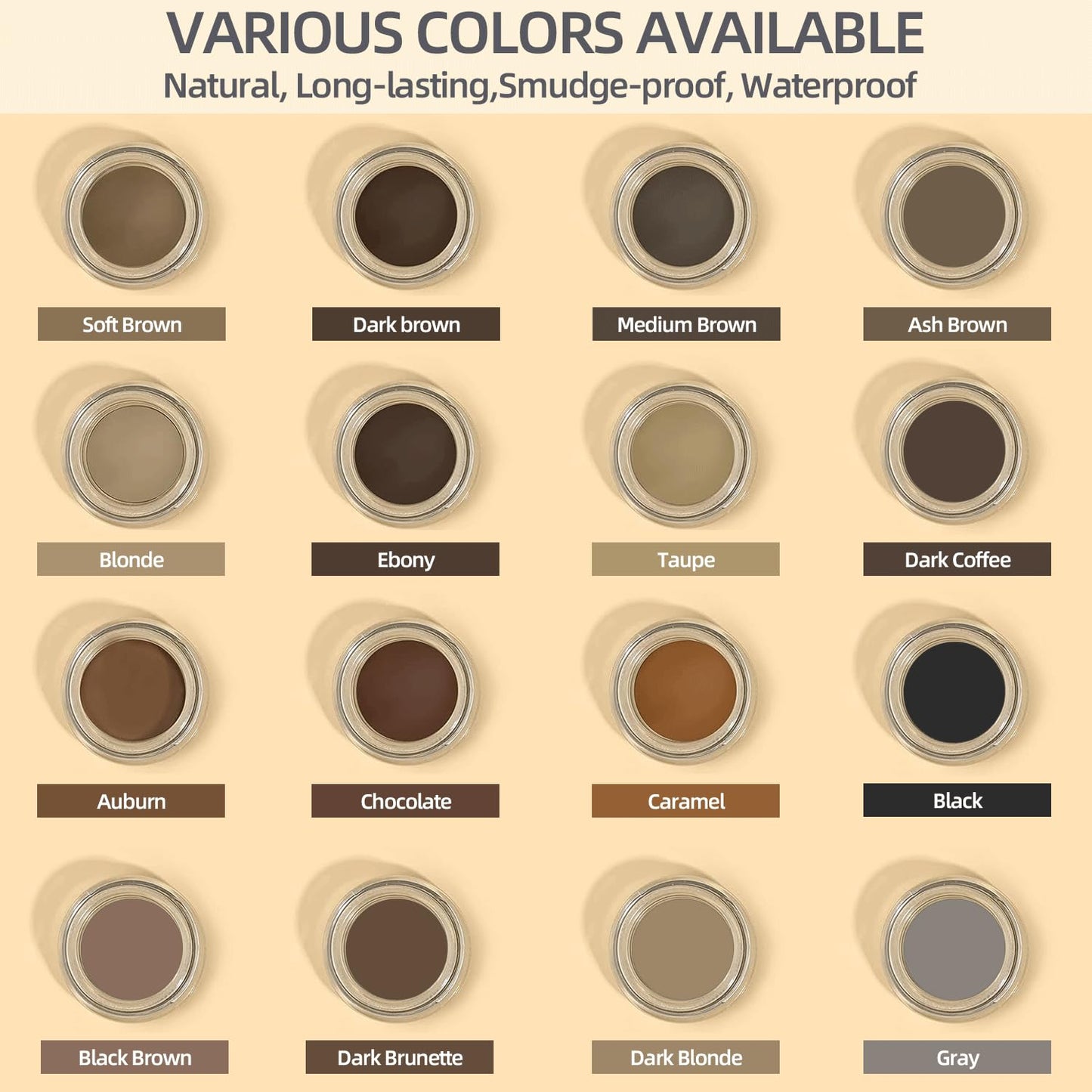 Eyebrow Pomade - Waterproof Brow Pomade for Long-lasting Results,Smudge Proof and Sweat Resistant Formula,Natural Eyebrow Makeup for All Skin Types and Tones - Dark Black