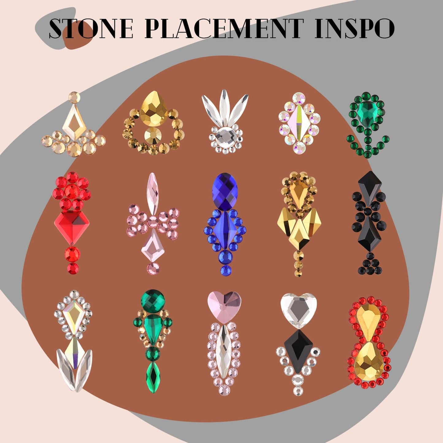 2680Pcs Pink Glass Nail Rhinestones 120Pcs Multi Shapes Flatback Nail Gems + 2560Pcs 1.5-4mm Round Crystal, Manicure Nail Charms Diamond Gemstones for Acrylic Nails Decoration