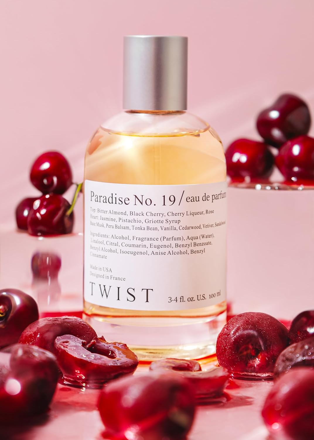 Twist - Paradise No. 19 - Eau De Parfum Inspired by T. Ford Lost Cherry, Long-Lasting Perfume for Women & Men, Paraben Free, Vegan, Clean Ingredients, Unisex Fragrance - Spray 100 ml | 3.4 fl. oz.