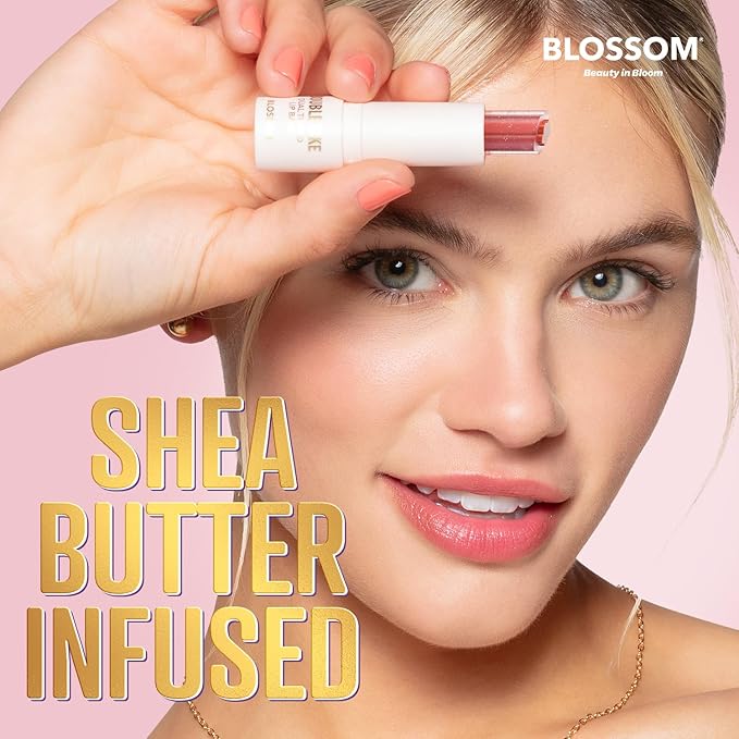 Blossom Double Take Flower Shaped Dual Tinted Moisturizing Lip Balm with Shea Butter, 0.13oz/3.6g, Pink Shimmer