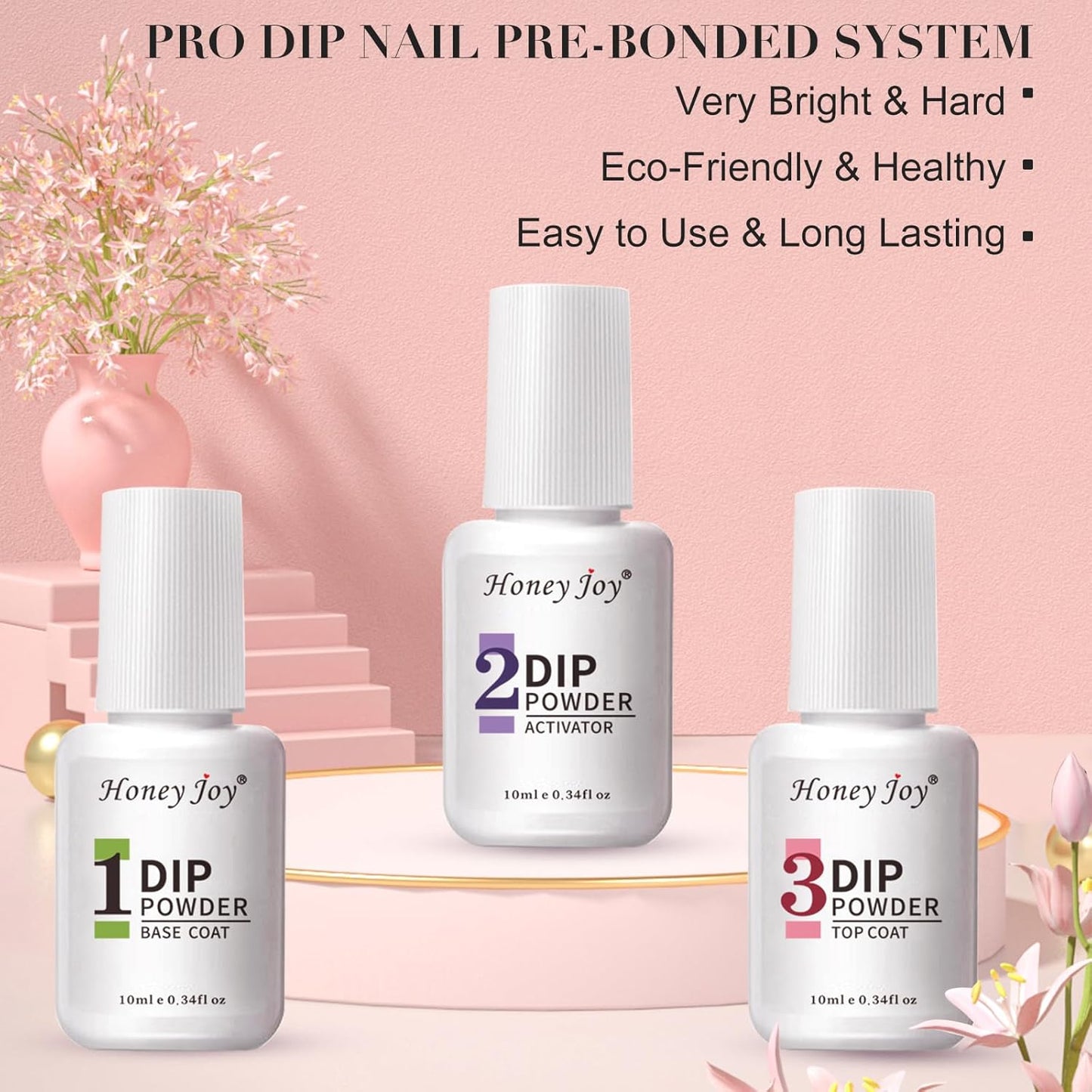 Honey Joy Dip Powder Nail Kit Starter,4 Colors Gentle Nude Brown Pink Neutral Skin Dipping Powder Liquid Set with Base Top Coat for Nail Art Manicure Salon DIY No LED Nail Lamp Needed，Dip-7pcs-07