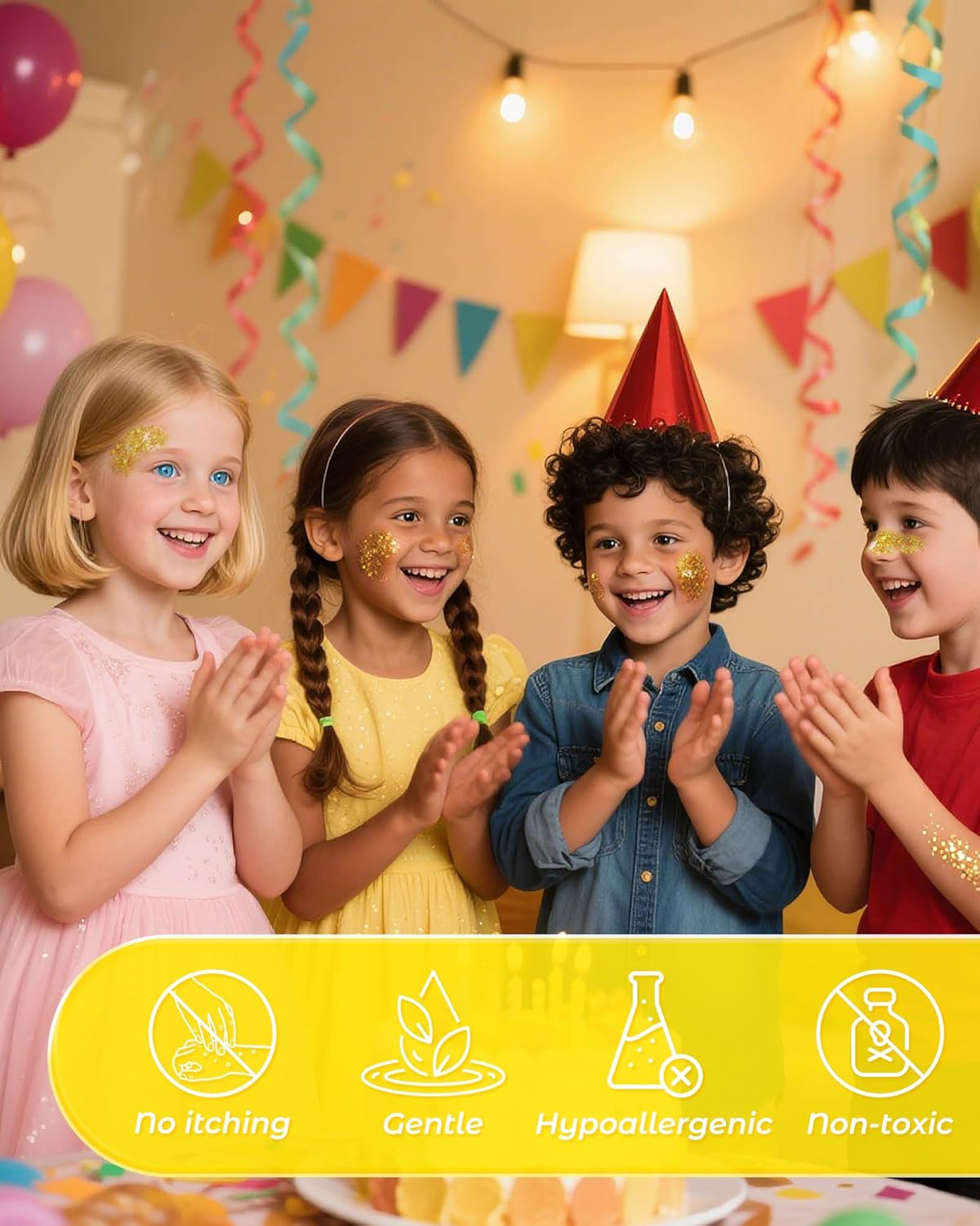 6PCS Gold Face Body Glitter Gel，Holographic Chunky Sequins Body Glitter Paint for Party Singer Concerts Music Festival Rave Accessories for Girls Women Face Body DIY Sparkling Makeup