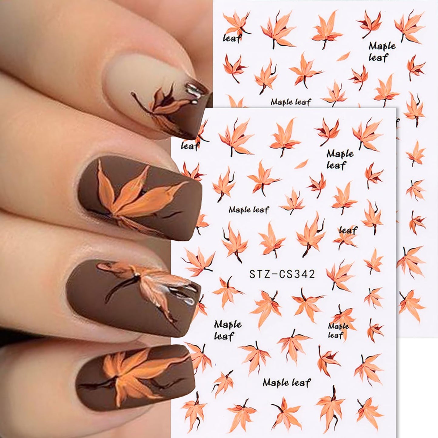 Fall Nail Stickers Maple Leaf Shiny Pumpkins Nail Decals 6PCS Self-Adhesive Autumn Leaves Cute Design Nail Art Stickers Supplies Holiday DIY Manicure Accessories for Women Nail Art Decorations