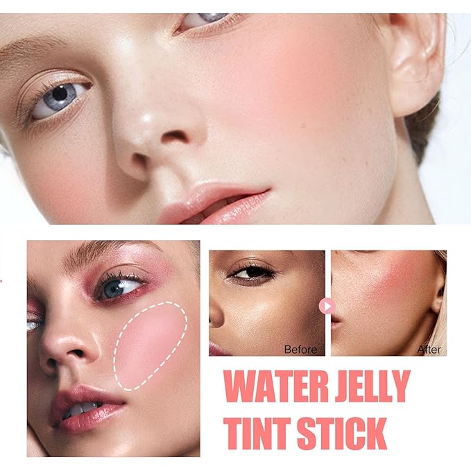 Milk Jelly Blush Cooling Water Jelly Tint, Milk Jelly Tint Jelly Blush Stick, Milk Lip And Cheek Stick, Sheer Lip & Cheek Stain, Jelly Tint Makeup (Red, Free Size)