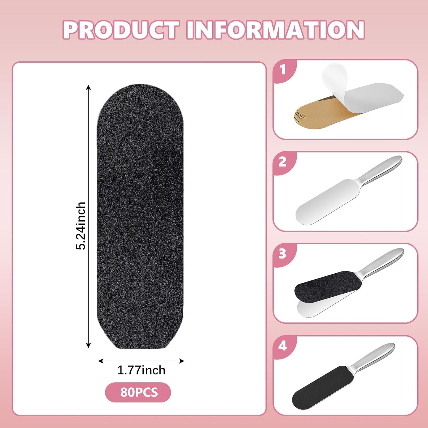 Flutesan 80 Pcs Stainless Steel Foot File Refills 180 Grit Replacement Pads Coarse Fine Pedicure File Refills Double Side Reusable Foot Rasp Pad with Removable Glue