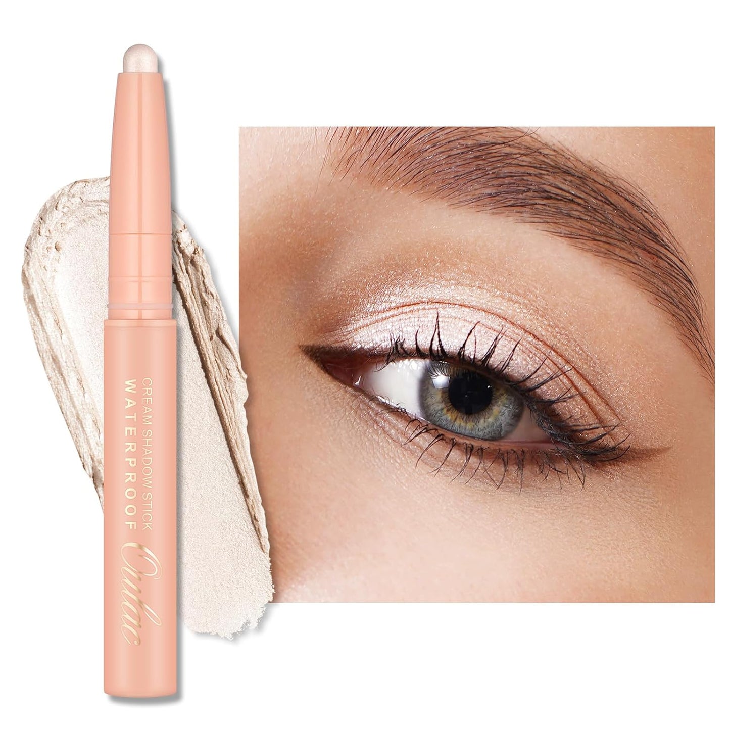 Oulac Twist-Up Shimmer Eyeshadow Stick – Waterproof Creamy Blendable Texture, Vegan & Cruelty-Free Eye Makeup, 1.25g, 01Vanilla