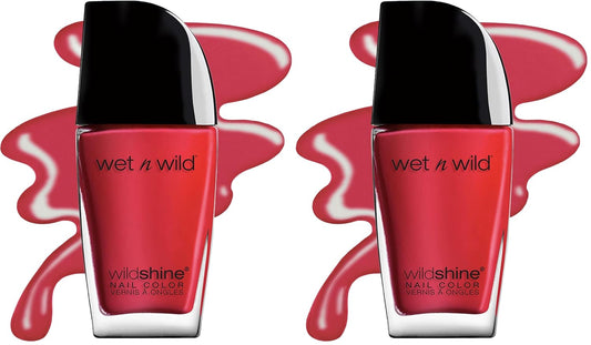 wet n wild Nail Polish Wild Shine, Red Red, Nail Color (Pack of 2)
