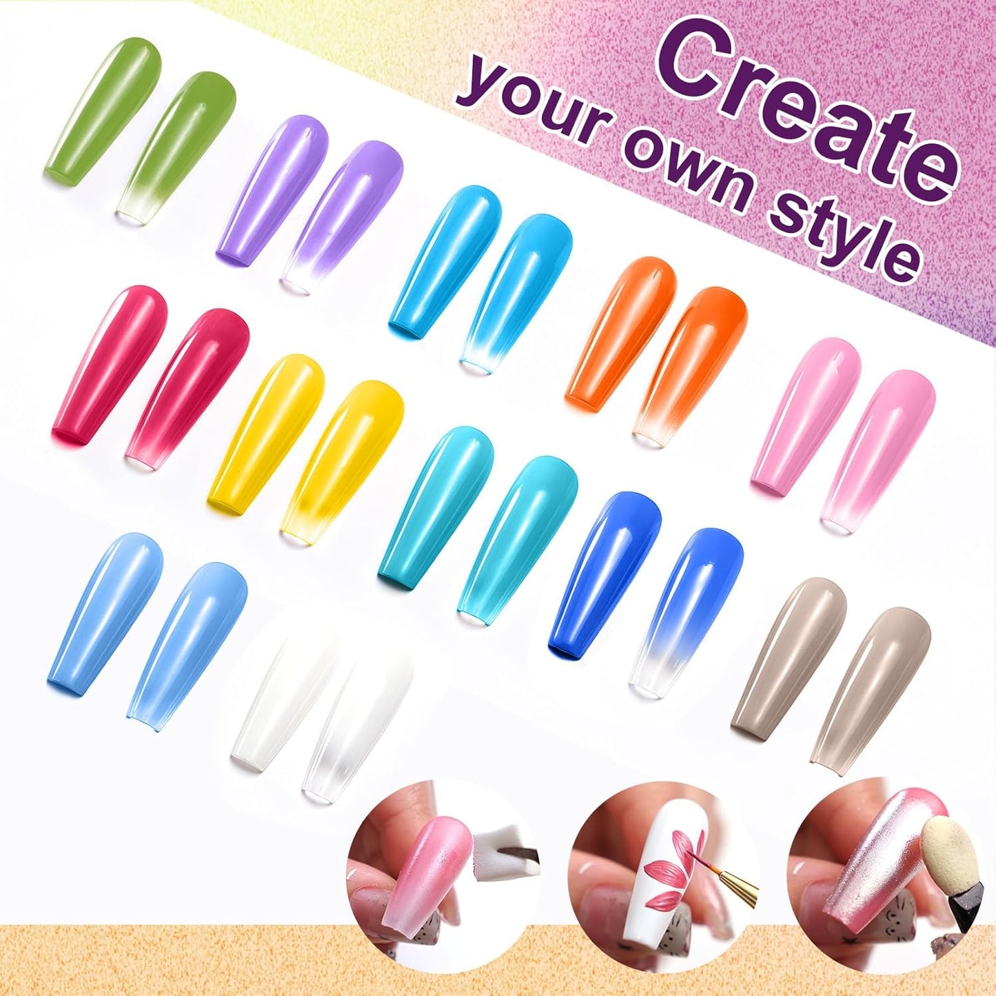 Gradient Painting Gel, 12 Bright Colors Ombre Gel Nail Polish for Pigment Pat Aura Nails, French Manicure DIY Nail Art Long-lasting No-wipe Candy Palette Jam Jar Colors