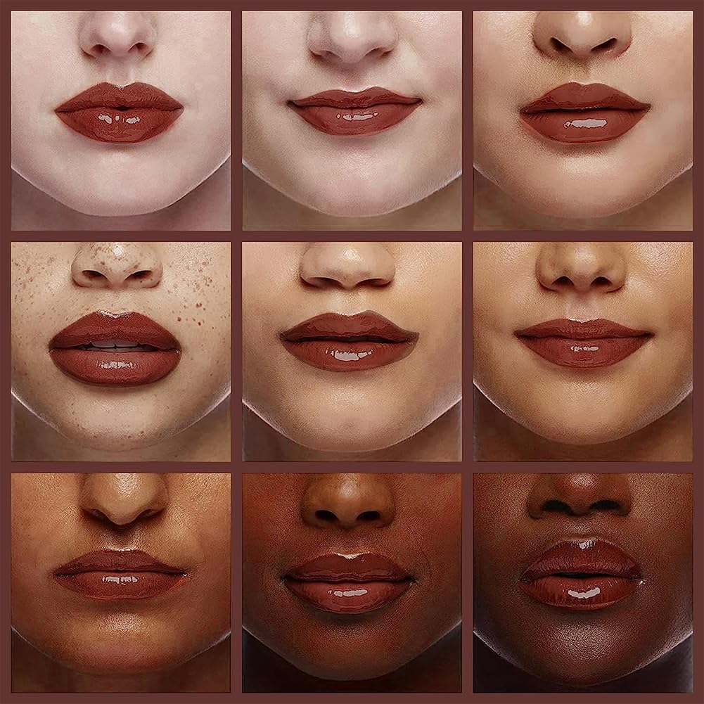 Hydrating Lip Glow Oil, Lip Oil Gloss Transparent Toot Tinted Nourishing Long Lasting Repairing Lightening Lip Lines (MAHOGANY) 0.2 OZ