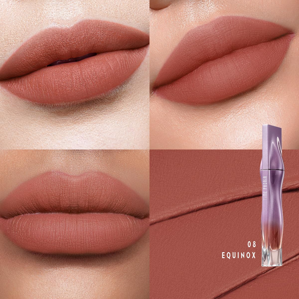 NEBULA VELVET LIP CREAM-Long Lasting Lip Stain, Waterproof and Transfer Proof Lip Tint, Matte Finish Lipstick, Smooth Out Lip Lines, Lightweight Lip Cream, High Coverage (08 EQUINOX)