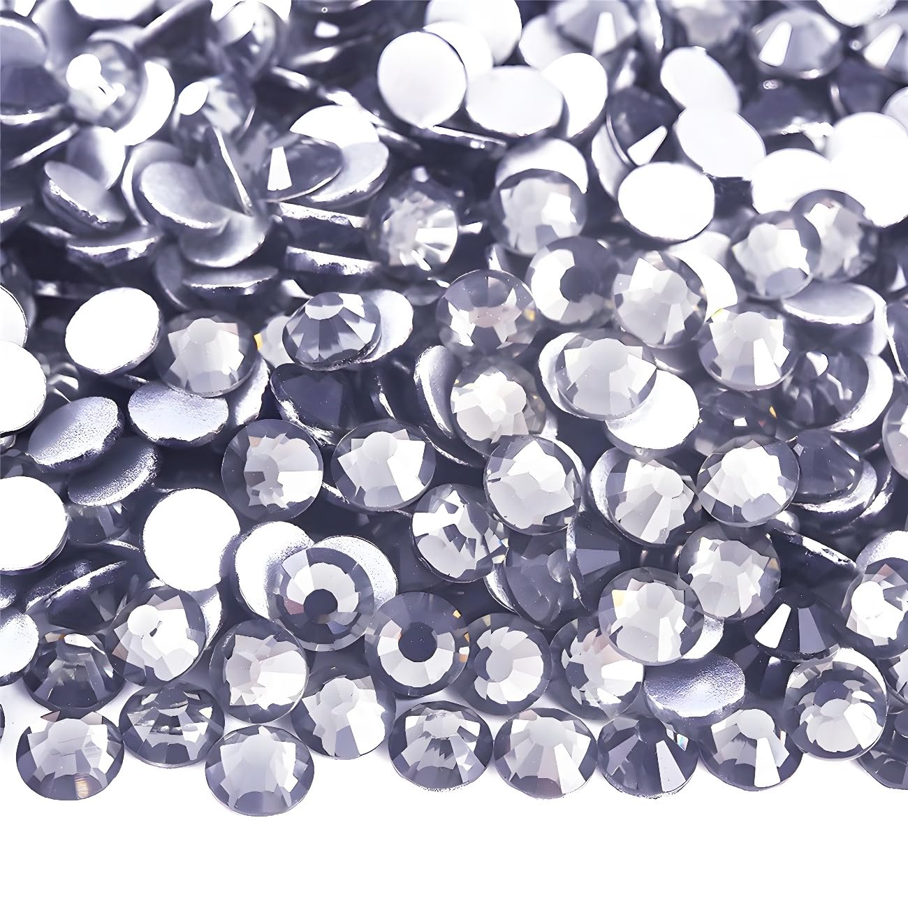 Flatback Rhinestones Round Gems for Nails Art and Crafts 1250Pcs SS20 5mm Glitter Crystals Stone DIY Bags Clothes Shoes (Light Grey)