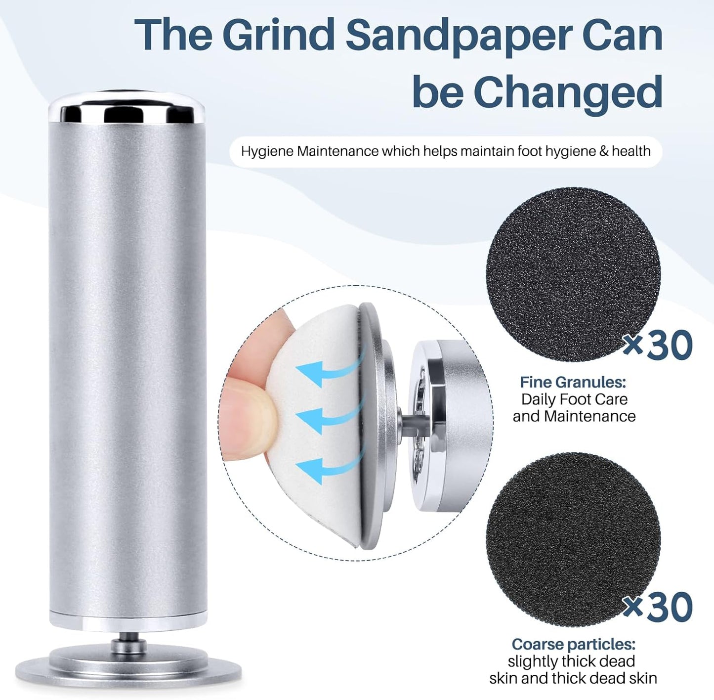 Electric Foot File Remover Callus: Profesional Pedicure Tool for Foot Sander - Summer Adjustable Speed Feet File Grinder for Skin and Calluses - 60 Pcs Replacement Sandpaper Disk for Home Spa Salon