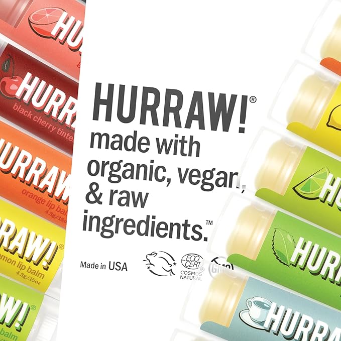 Hurraw! Chocolate Lip Balm, 2 Pack: Organic, Certified Vegan, Cruelty and Gluten Free. Non-GMO, 100% Natural Ingredients. Bee, Shea, Soy and Palm Free. Made in USA