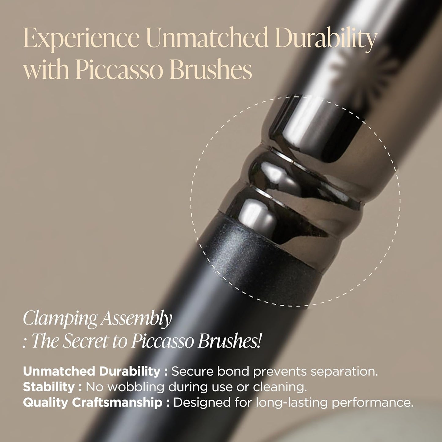 Piccasso FB17 Foundation Brush – Soft Makeup Brush for Liquid & Cream Foundation, Curved Bristles for Smooth and Flawless Face Makeup, Professional Tool for Base Layering, Korean Beauty Essential