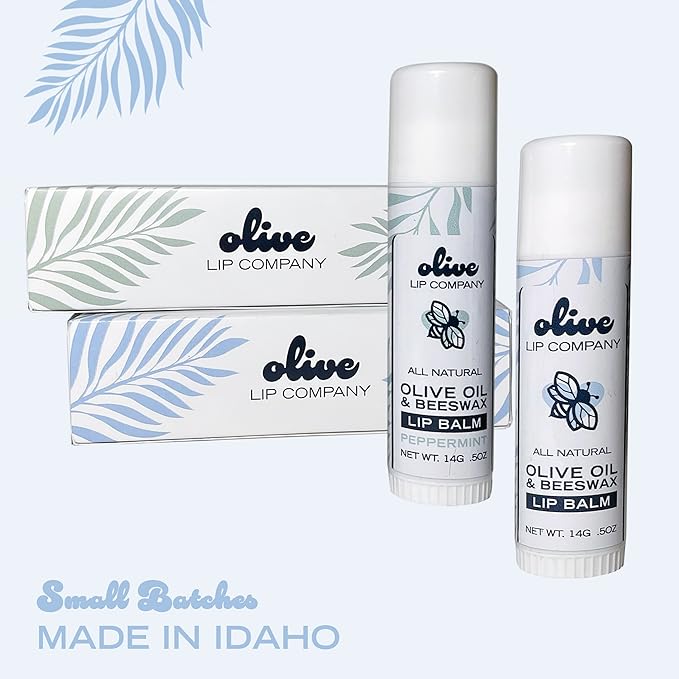 Hydrating Olive Oil and Peppermint Lip Balm with Mango Butter and Beeswax, 0.5 oz. Jumbo Tube, Clear Long Lasting Moisturizer for Dry, Cracked, Chapped Lips