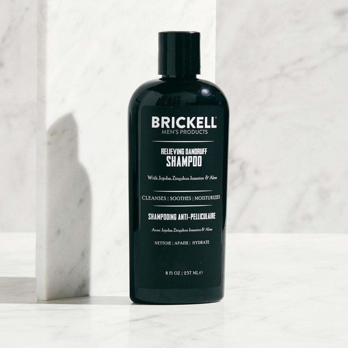 Brickell Men's Relieving Dandruff Shampoo For Men, Natural & Organic, Soothes and Eliminates Dandruff with Ziziphus Joazeiro, Aloe and Jojoba Oil (8 oz)