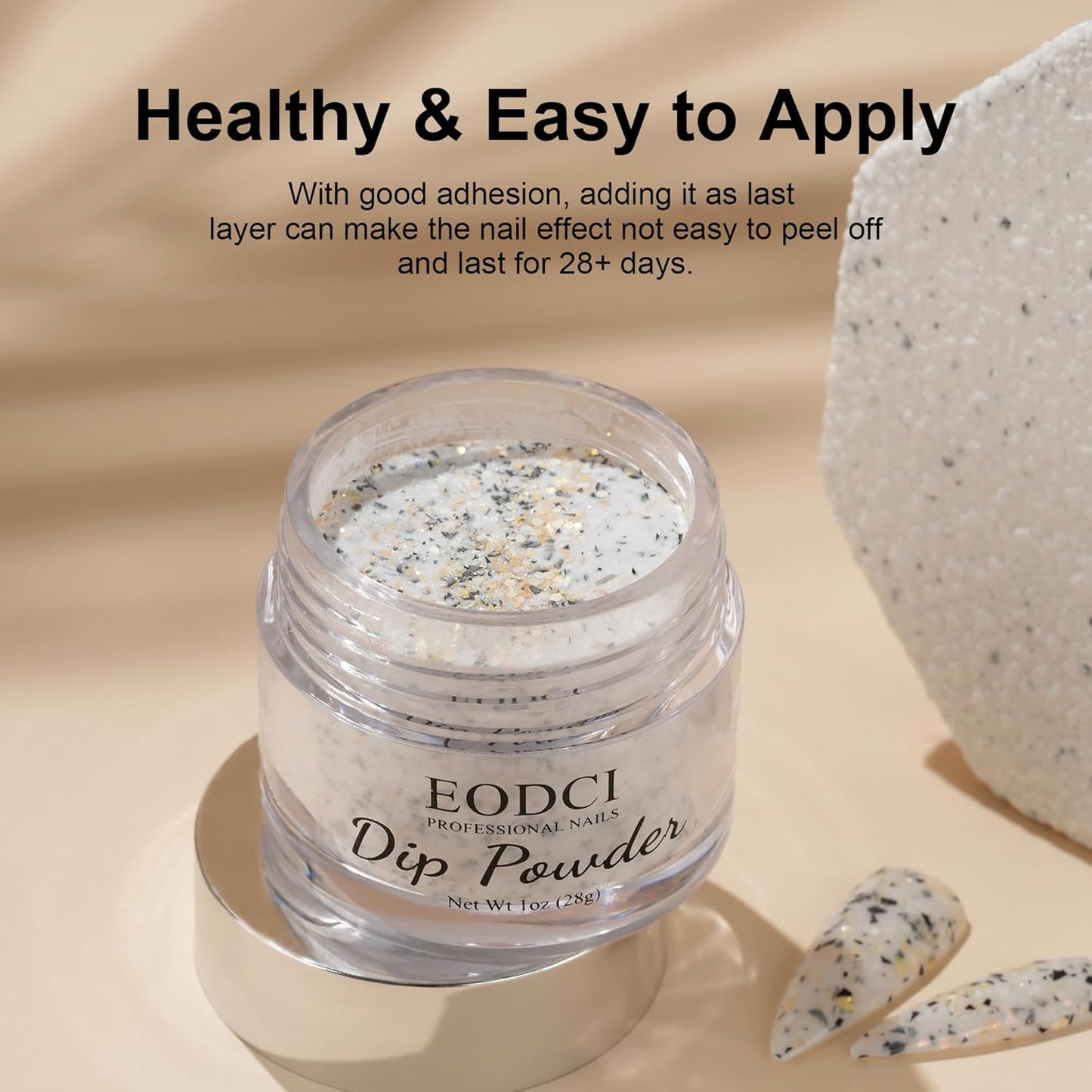 1 Oz/28g Glitter Grey Dip Powder, Nail Dip Powder for Long-lasting 28 Days+ Dip Nail Art French Manicure Nail Starter & Professional Home DIY Salon Use, No Needed Nail Lamp Curing
