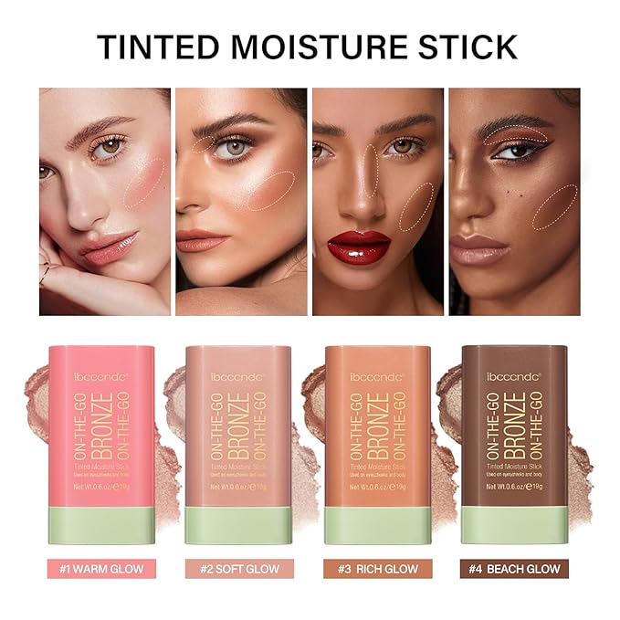 MEICOLY Cream Contour Stick, Shimmery Finish, Rich Glow, 03, 1.94 Ounce, Stick, Buildable, All Skin Tones, Water Resistant, Cruelty Free & Vegan, Facial Contouring Makeup