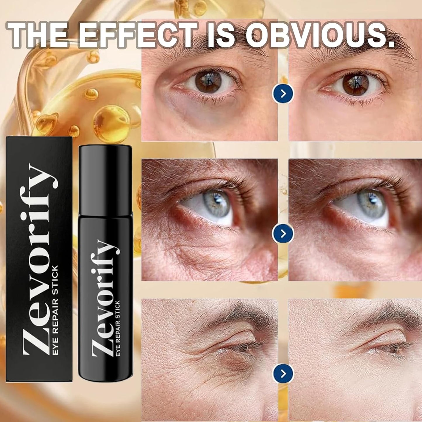 Eye Repair Stick for Men, Under Eye Roller for Eyes Bags and Dark Circles, Cooling Stick Hydrates and Depuffing, Gentle, Natural Formula (2pcs, 0.35 fl.oz)