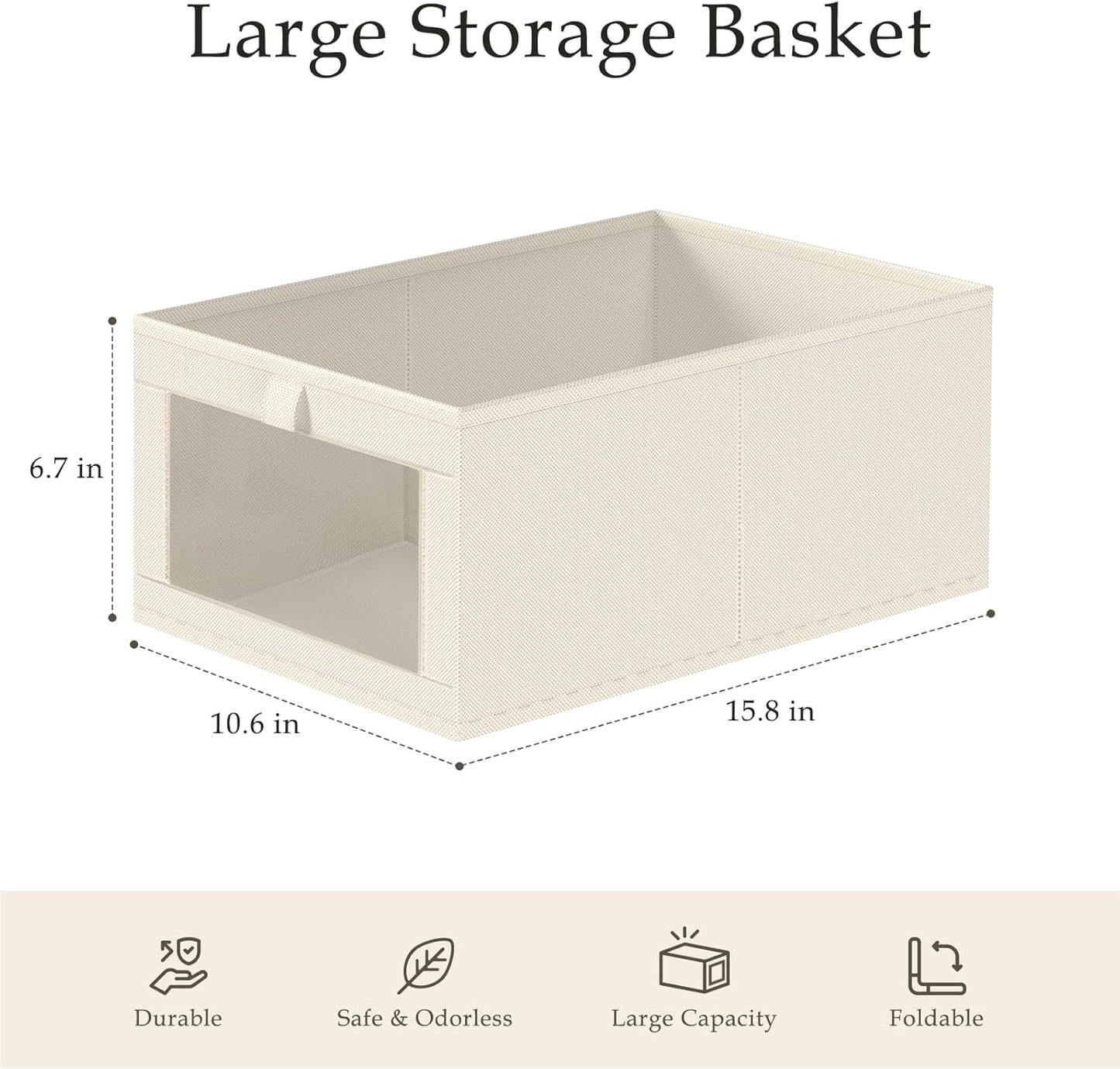 Criusia Linen Closet Organizers and Storage, 8 Pack Large Linen Closet Baskets with Mesh Window for Organization, Foldable Closet Organizer for Clothing, Towels, Toys, Nursery, Books, Shelves, Beige