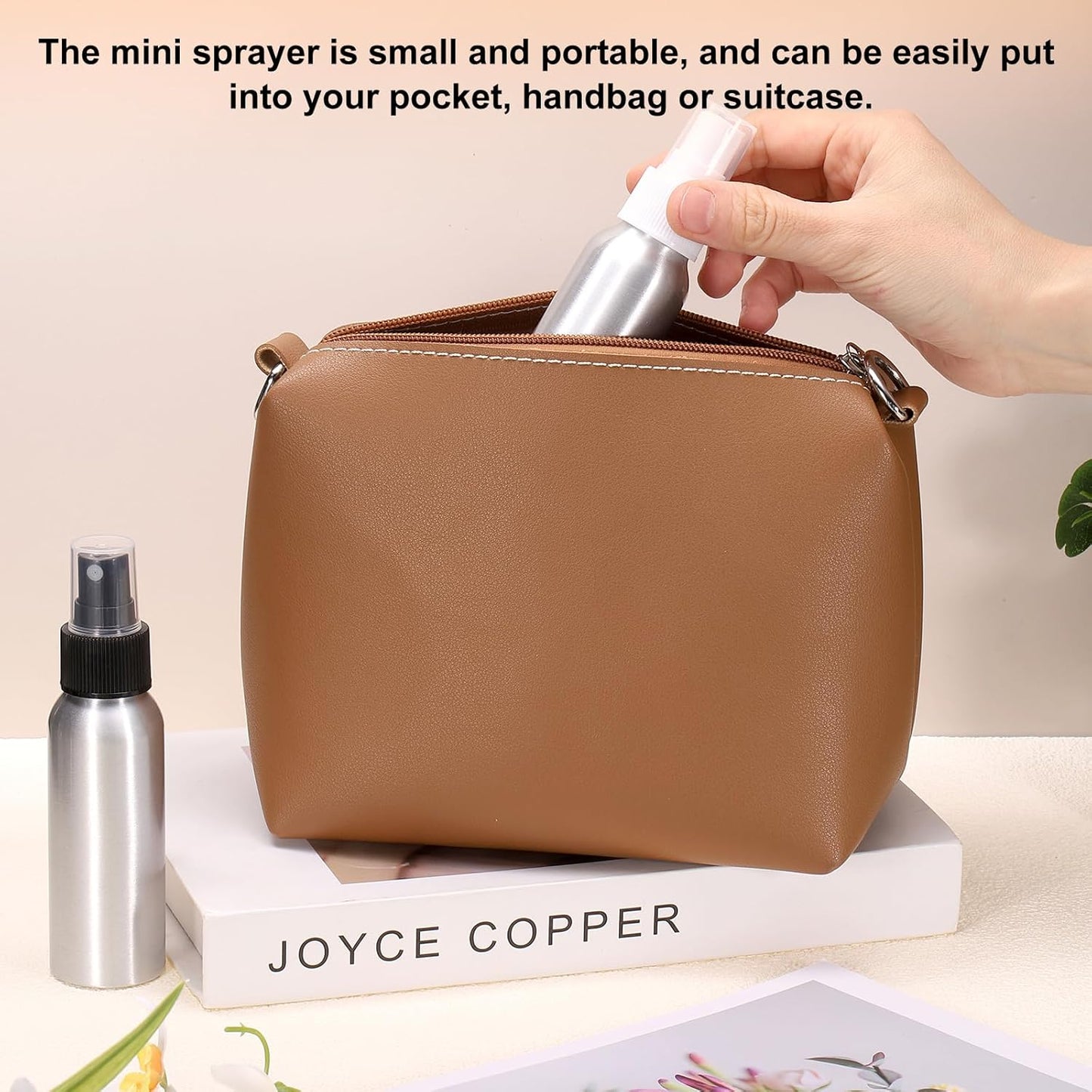 HARFINGTON 3pcs Aluminum Fine Mist Spray Bottles 100ml/3.4oz Metal Small Liquid Alcohol Refillable Travel Container with Black Plastic Nozzle Cap for Perfume Skincare Cosmetic Storage Bottle